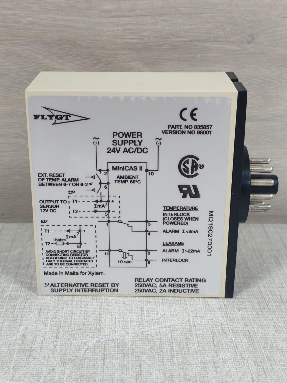 FLYGT MINI CONTROL AND STATUS II P/N 835857 VER.96001 PUMP SENSOR MONITOR 24VDC