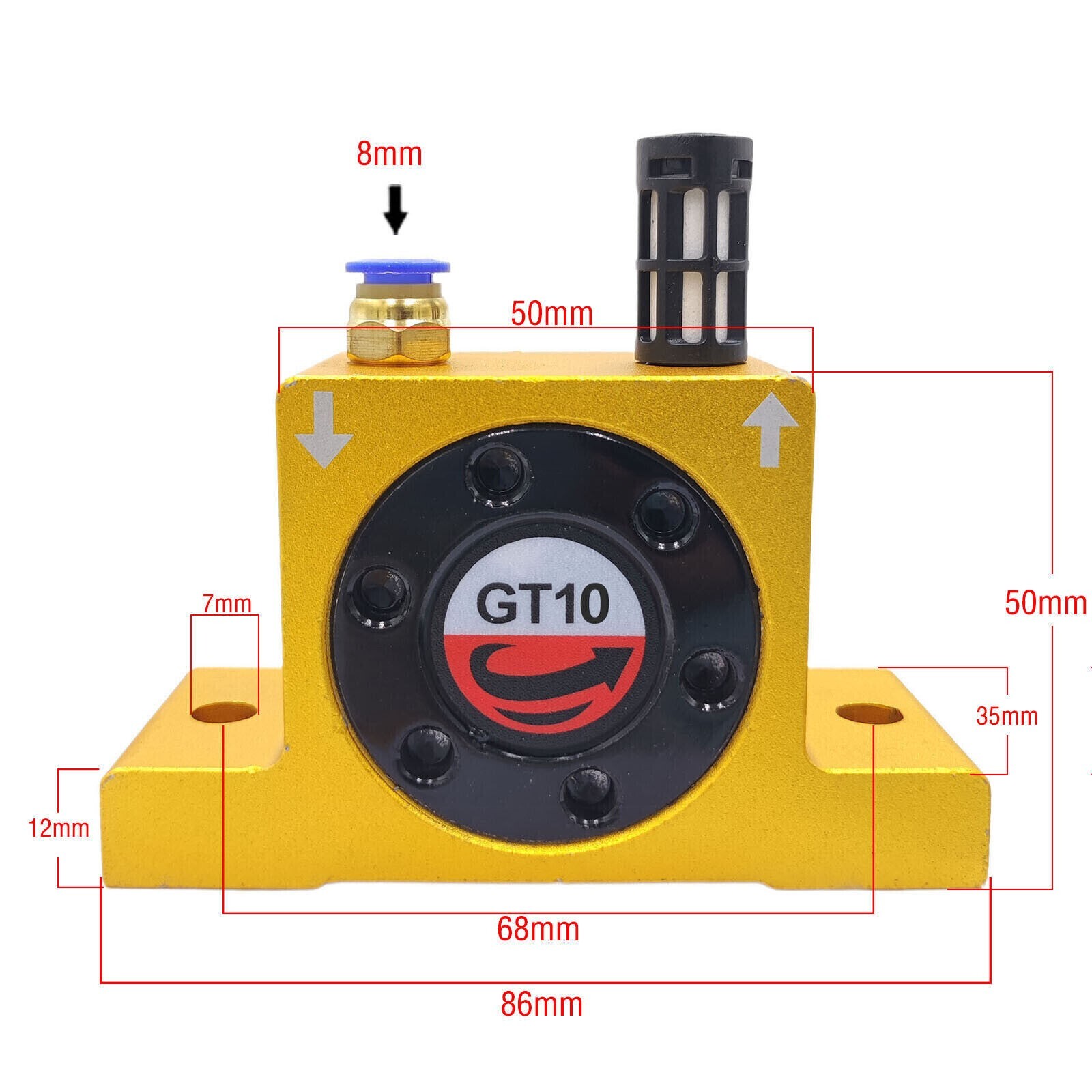 2X GT10 1/8” Industrial Pneumatic Turbine Vibrators Silent Wheel Type Vibrator