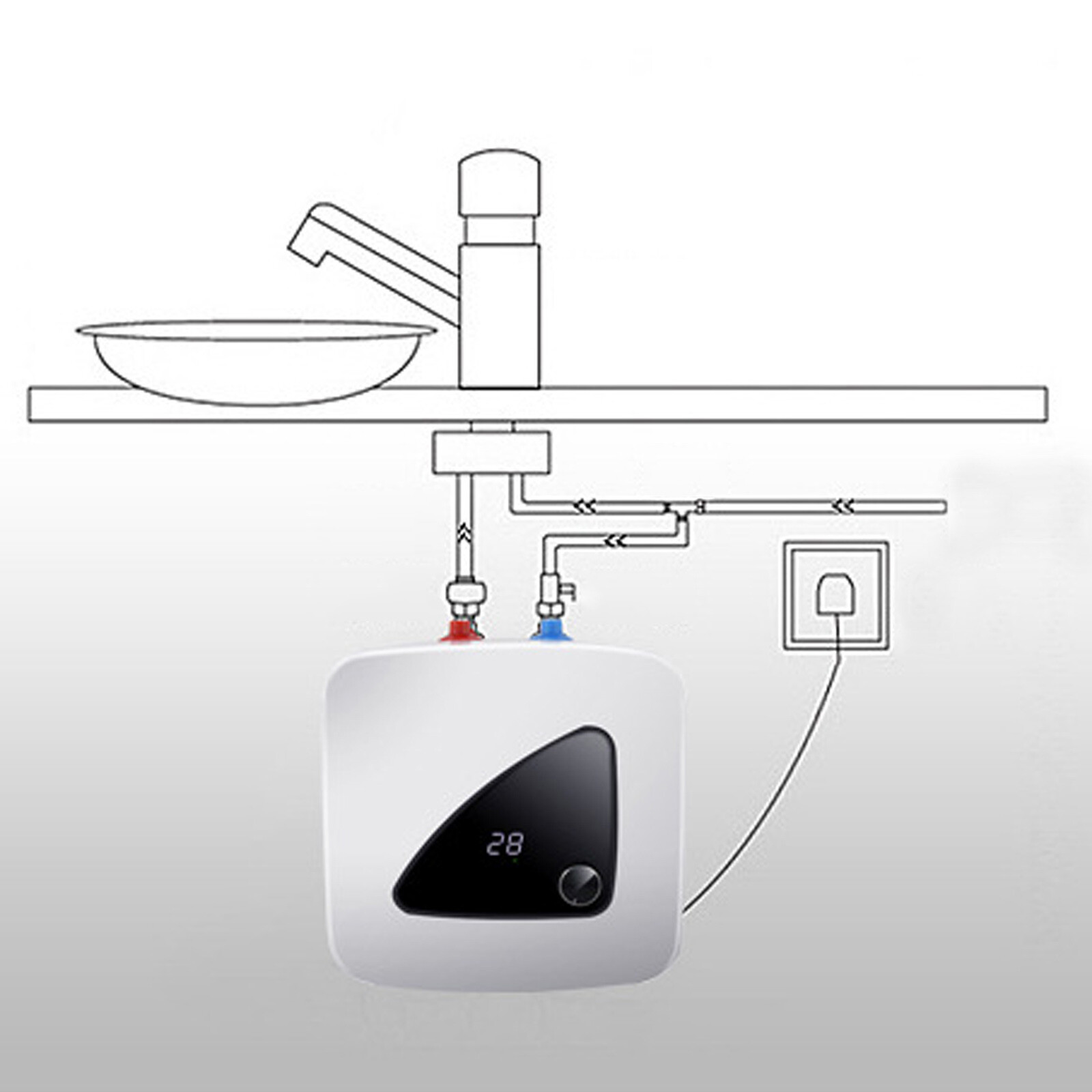 NEW 1500W 8L Electric Instant Hot Water Heater Storage Tank Bathroom Shower Sink