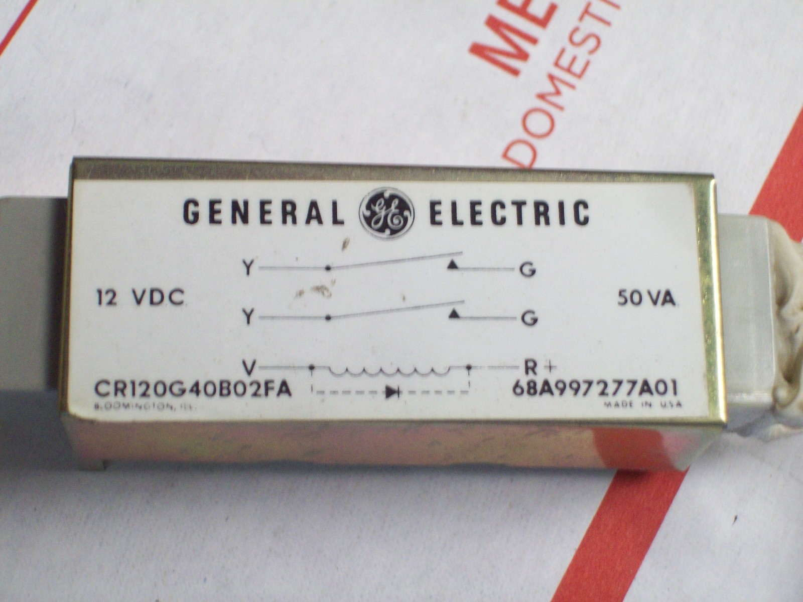 NEW GE GENERAL ELECTRIC RELAY 12 VDC 50 VA , CR120G40B02FA