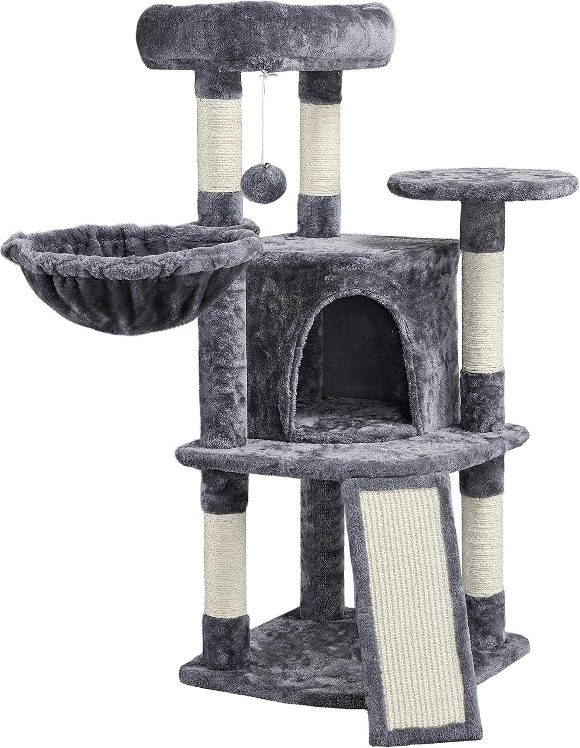 Topeakmart Medium Plush Cat Tree for Small Kittens, Dark Gray