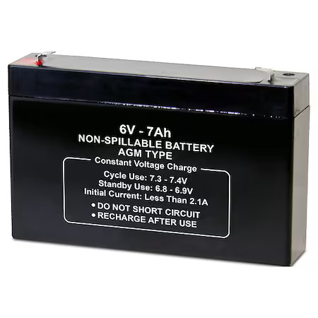 Battery, Sealed Lead Acid, 6V, 7Ah, Faston, Standards: Ur, 2Ukj6