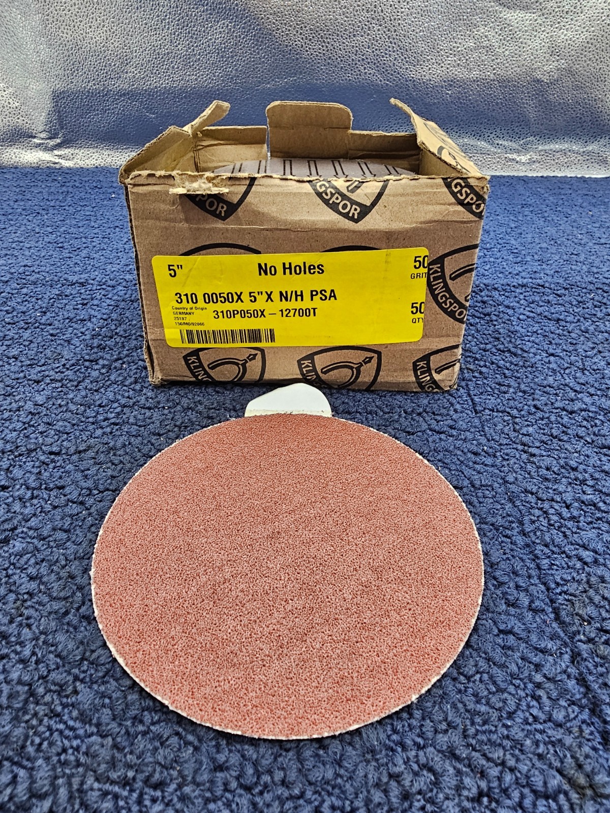 (QTY 50) Klingspor 310P050X-12700T Discs CS310 Aluminum Oxide 50 Grit 5″ No Hole