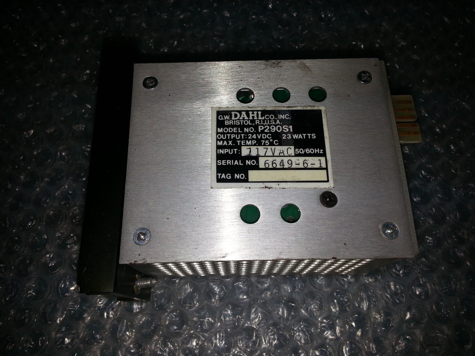 Dahl P290S1 Power Supply 24VDC 23W Input 117VAC 50/60Hz Industrial Control USA
