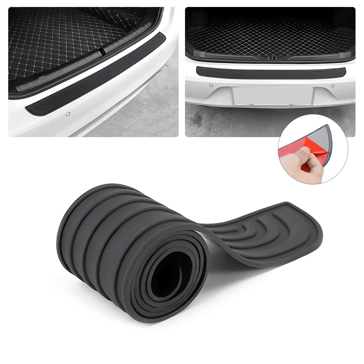 Car Rear Bumper Protector Guard Anti-Scratch Rubber Cover Strip Most Cars SUVs