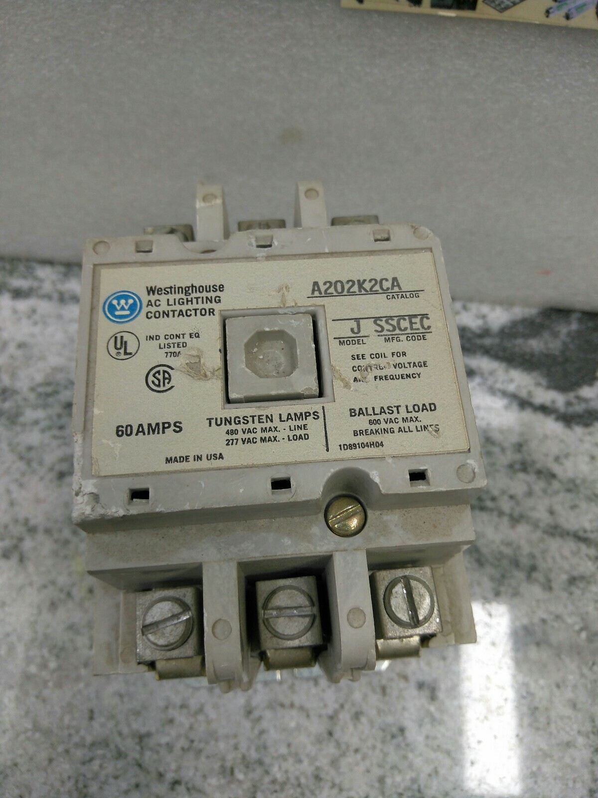 Westinghouse A202K2CA 60A Contactor 505C806G01 TUNGSTEN LAMP /480VA MODEL J(13D1