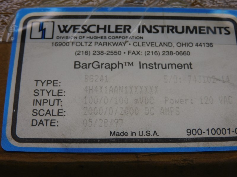 WESCHLER INSTRUMENTS 4H4X1AAN1XXXXXX BG241 2000/0/2000DCA NSMP