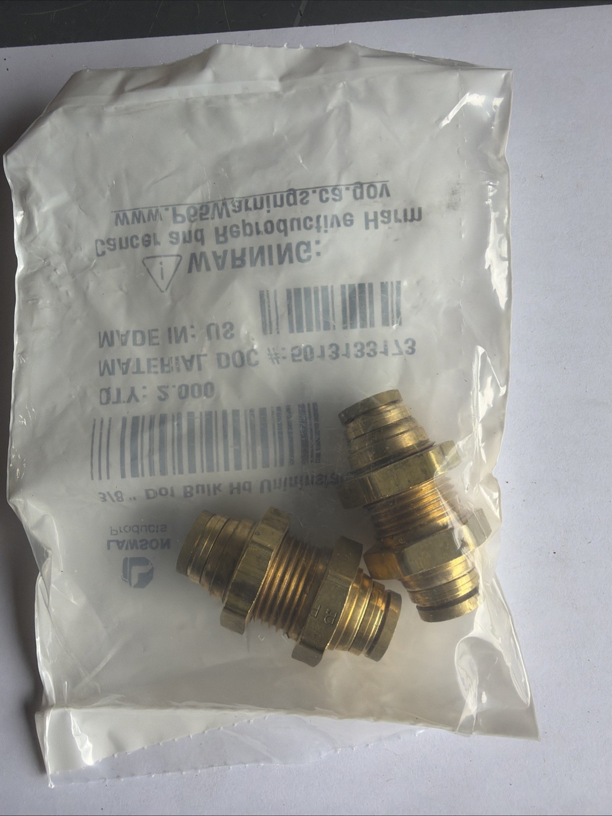 DOT bulkhead Union 3/8in Tube Push Lock 2-pack