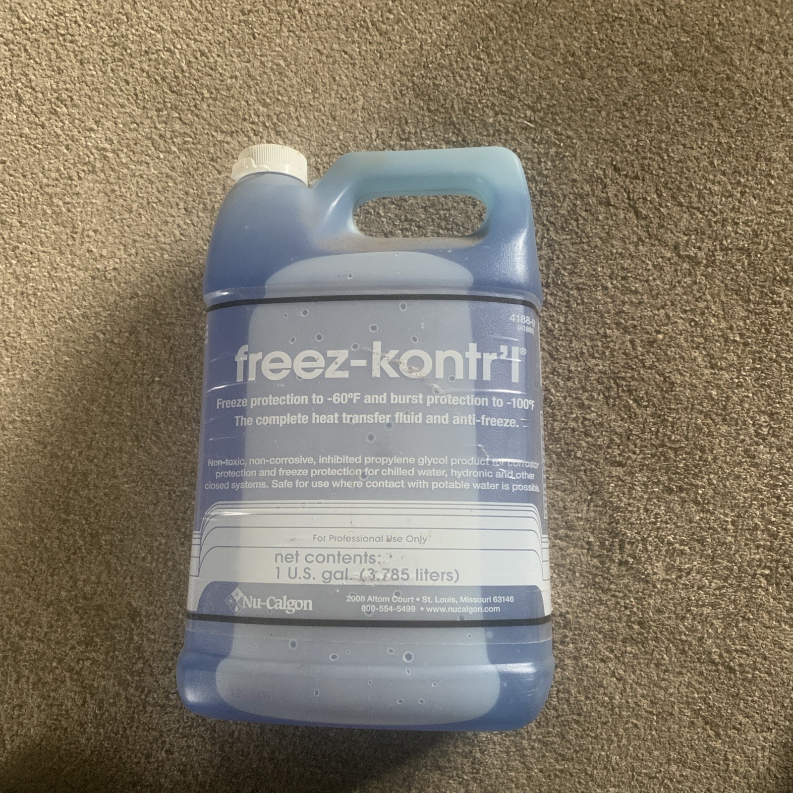 Lot Of 2 Nu-Calgon 4188-07 Freez-Kontr’l Propylene Glycol, Blue, 1 Gallon Bottle