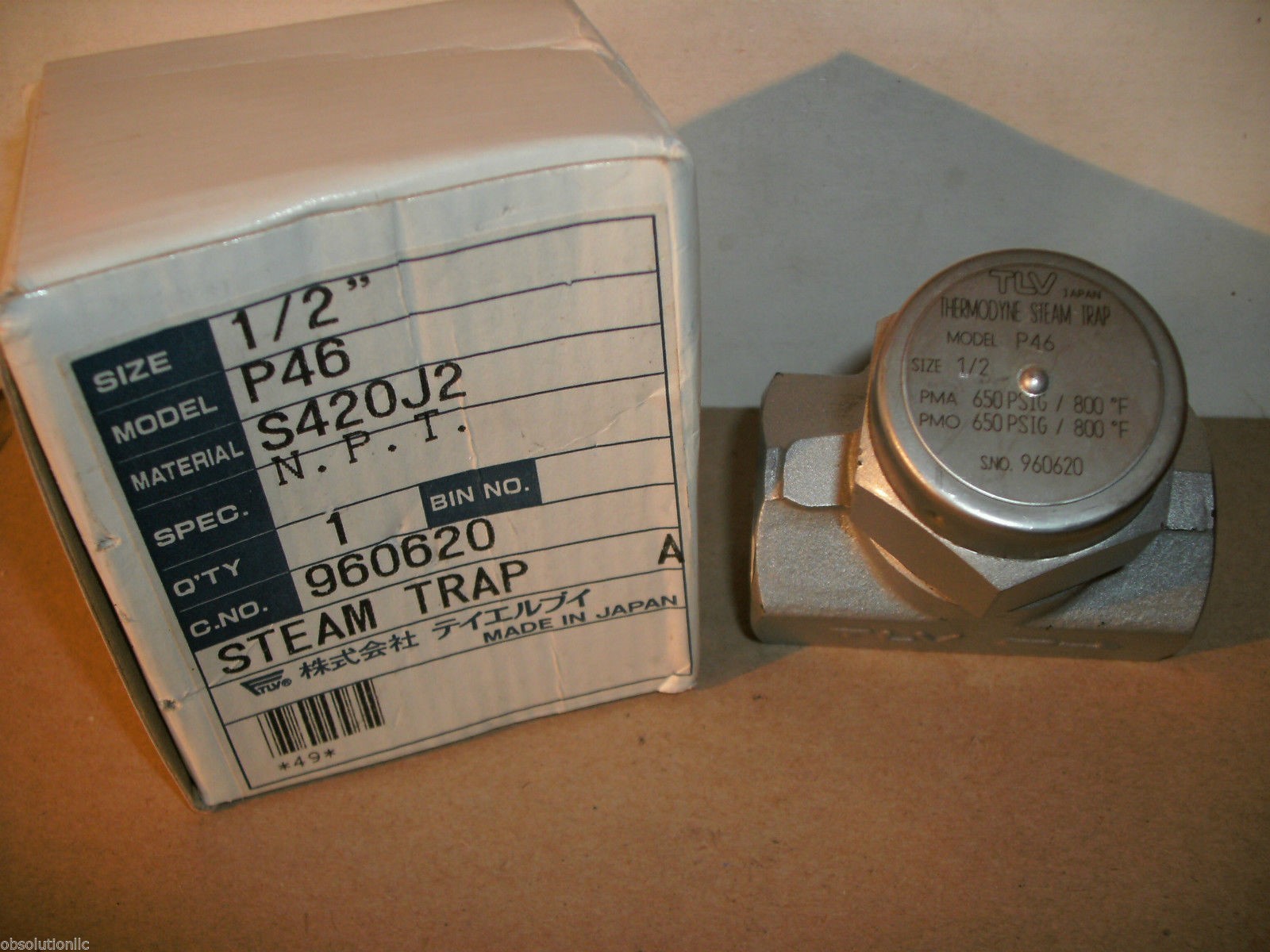 THERMODYNE TLV 960620 P46 1/2″ STEAM TRAP S420J2 STAINLESS STEEL