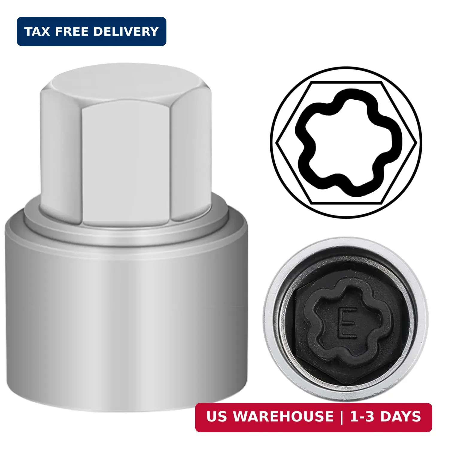 E Wheel Locking Nut Key Compatible with Audi Series, (Socket OD 27mm – ID 25mm),