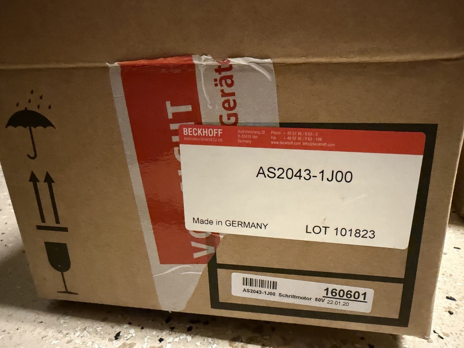 Beckhoff Stepper Motor – AS2043-1J00, 8.0 Nm, NEMA 34, 24-48 VDC, New In-Box