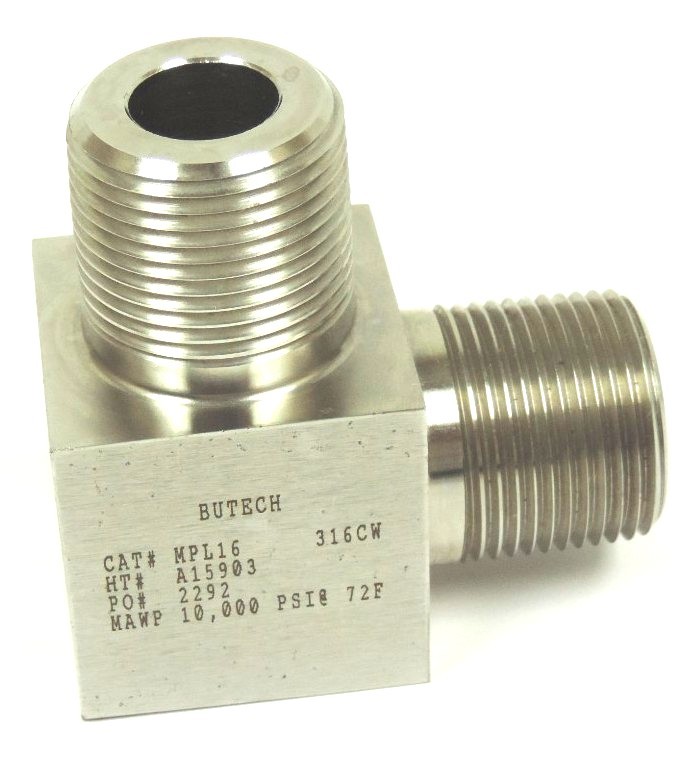 NEW BUTECH CAT # MPL16 316CW HT# A15903 PO# 2292 MAWP 10,000 PSI@72F MALE ELBOW