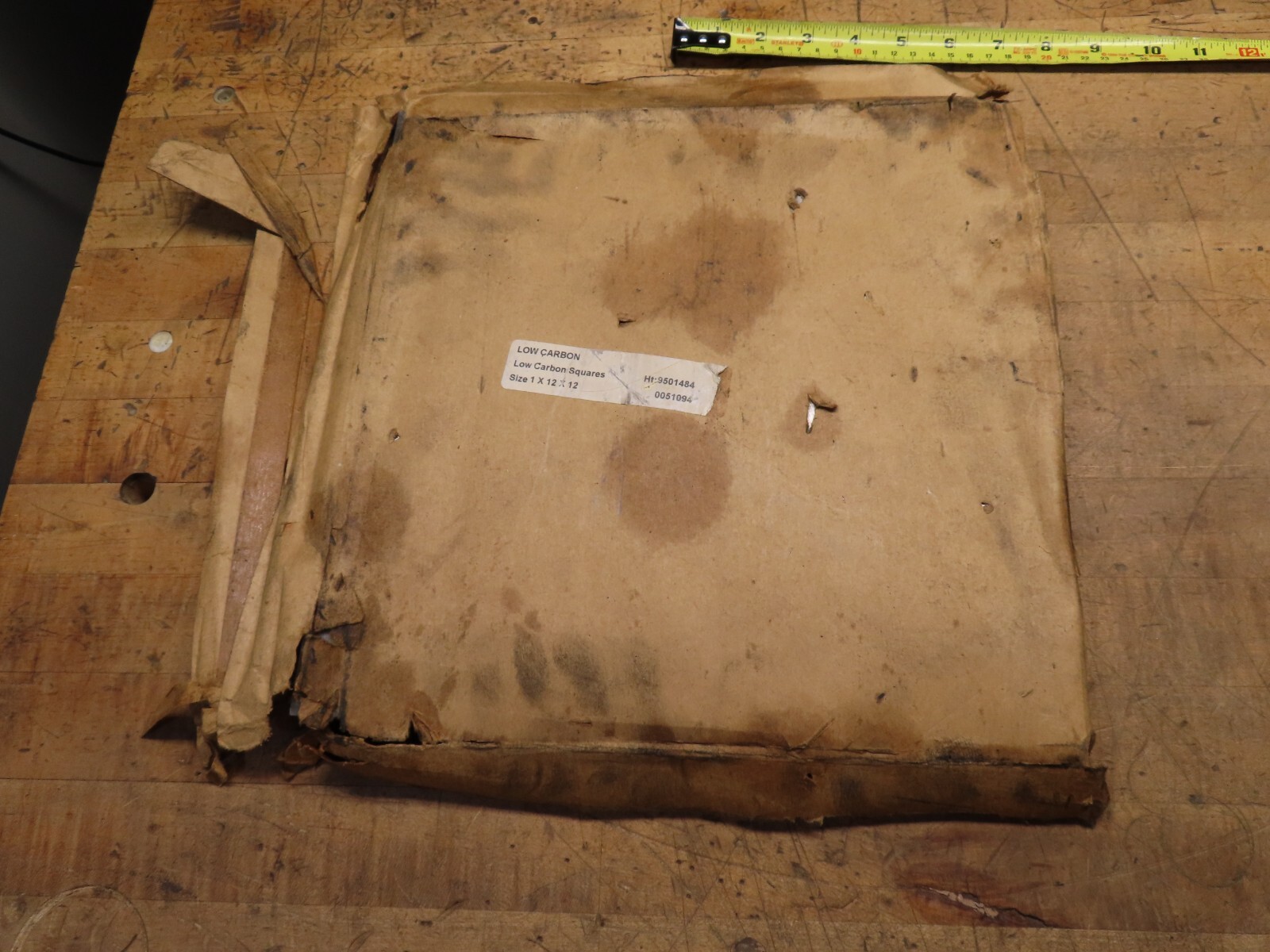 12″ X 12″ x 1″ low carbon steel square flat stock 9501484