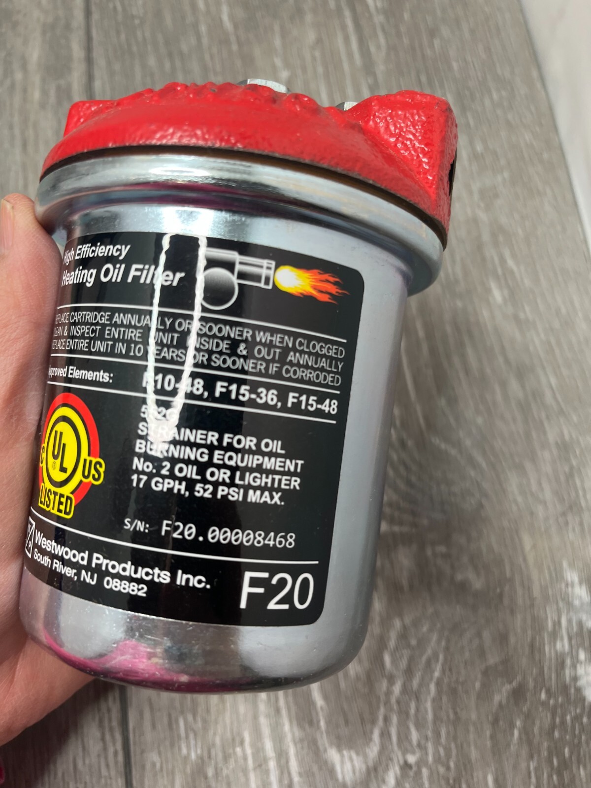 Westwood F20 F-20 Oil Filter Cast Iron Top Pure-Oil Element, Beatup Box