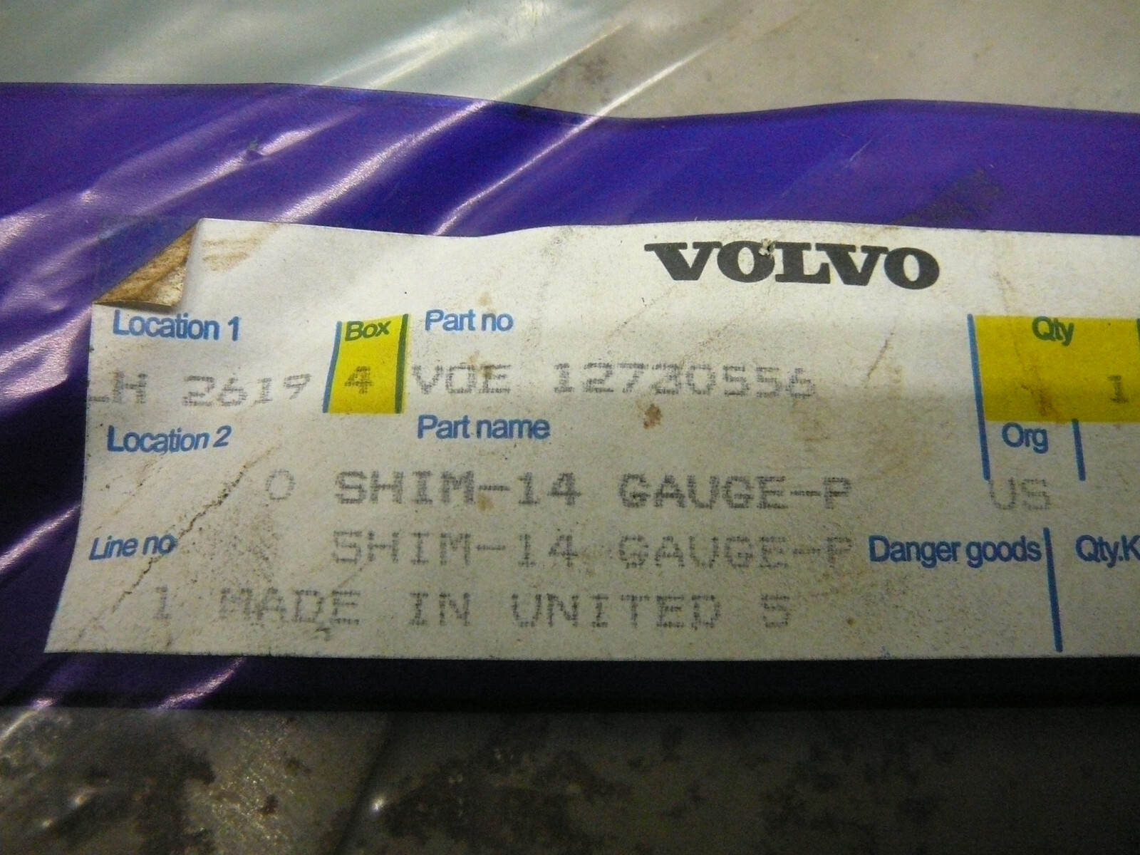 VOLVO CONSTRUCTION EQUIPMENT SHIM PEDESTAL 12730556 14GA 728 ONE PKG OF 2