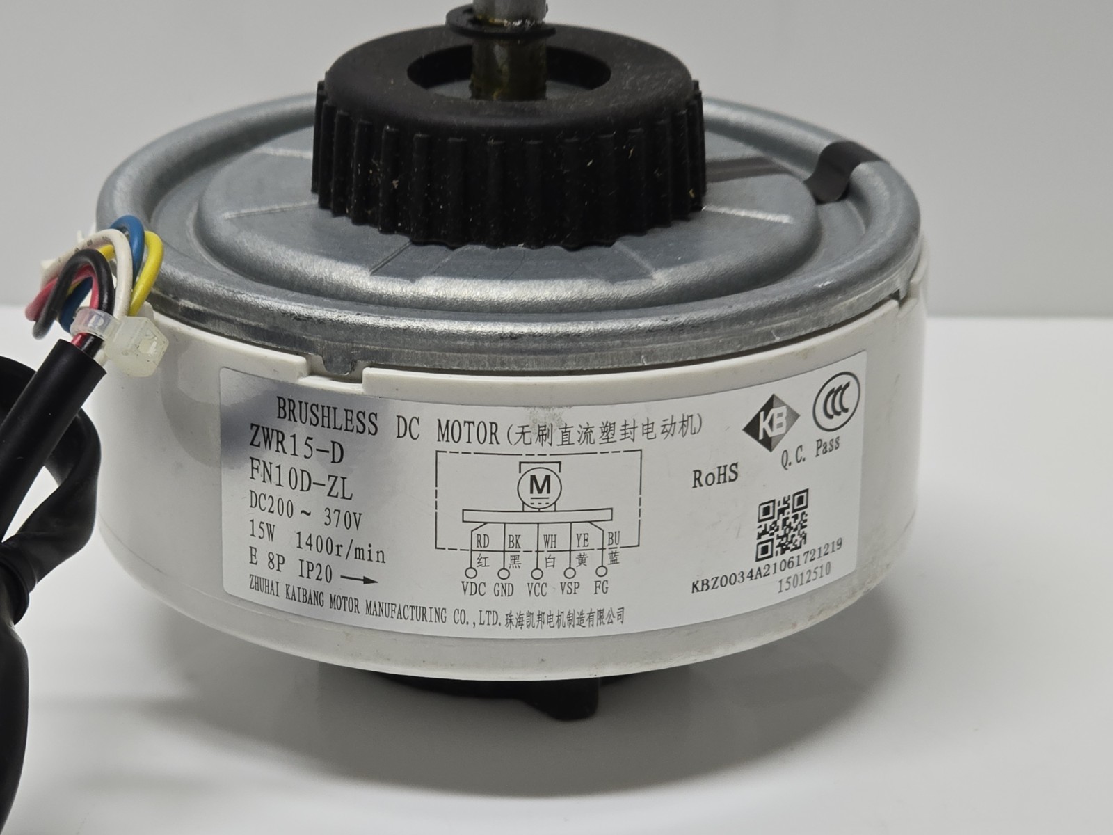 ZWR15-D FN10D-ZL Brushless DC Motor 200-370V 15W 1400RPM Fits Gree 150104060117
