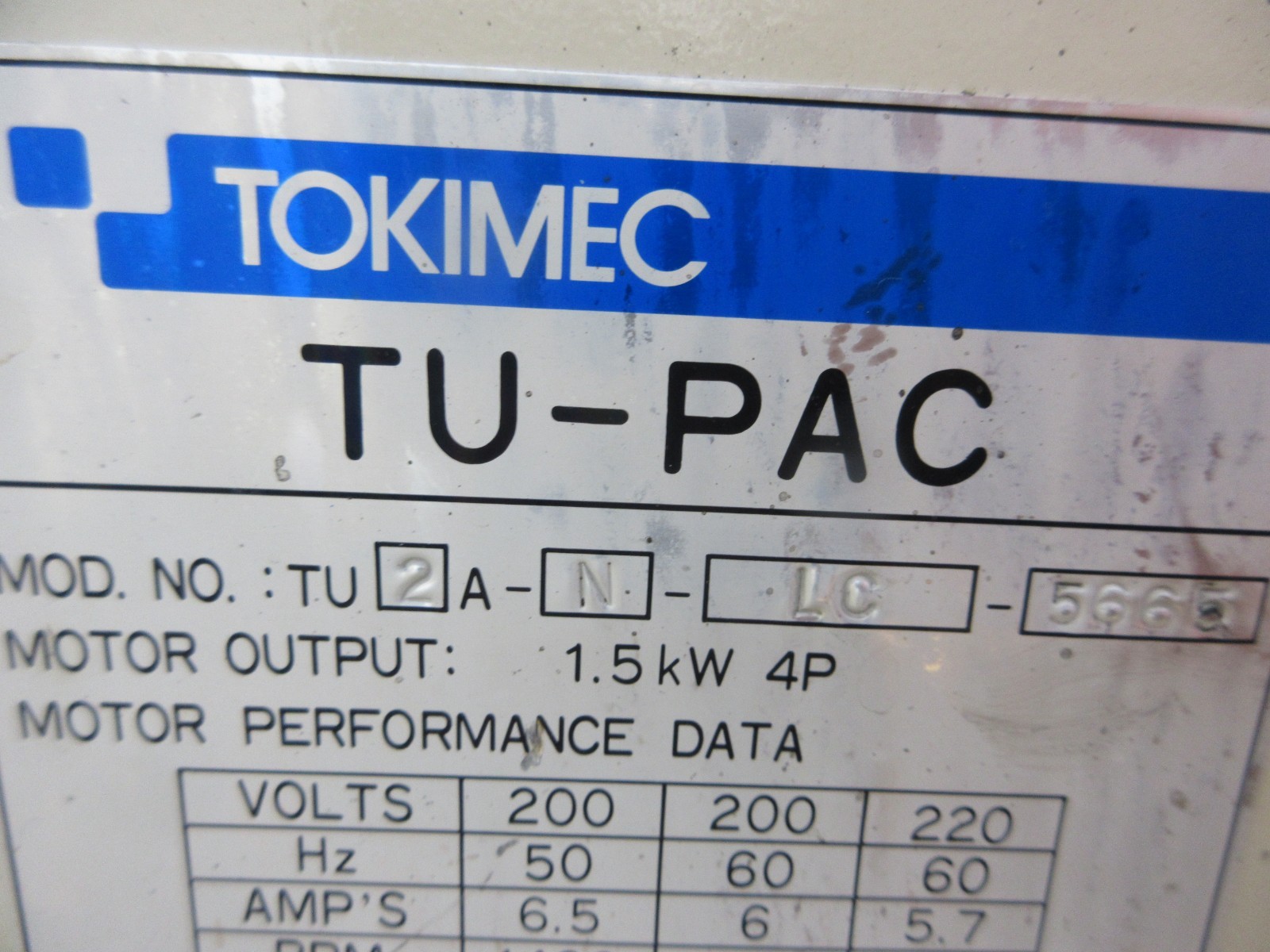 TOKIMEC TU-PAC TU2A-N-LC-5665 HPP-VB2V-F8A3-033 OKUMA HYDRAULIC OIL MOTOR UNIT