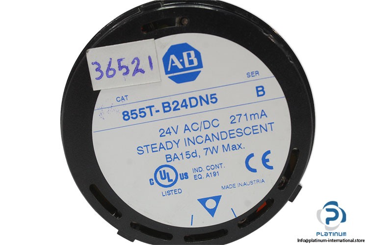 ALLEN BRADLEY 855T-B24DN5 B SIGNAL TOWER LIGHT_855T-BSBPG16_BA15d_ Type 13, 4X