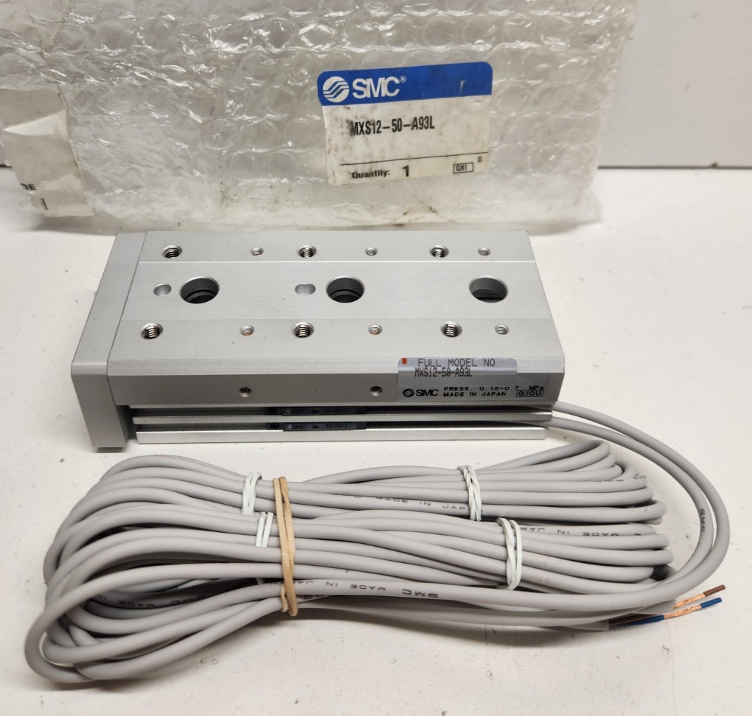 NEW IN BAG! SMC 12MM BORE X 50MM STROKE GUIDED CYLINDER MXS12-50-A93L