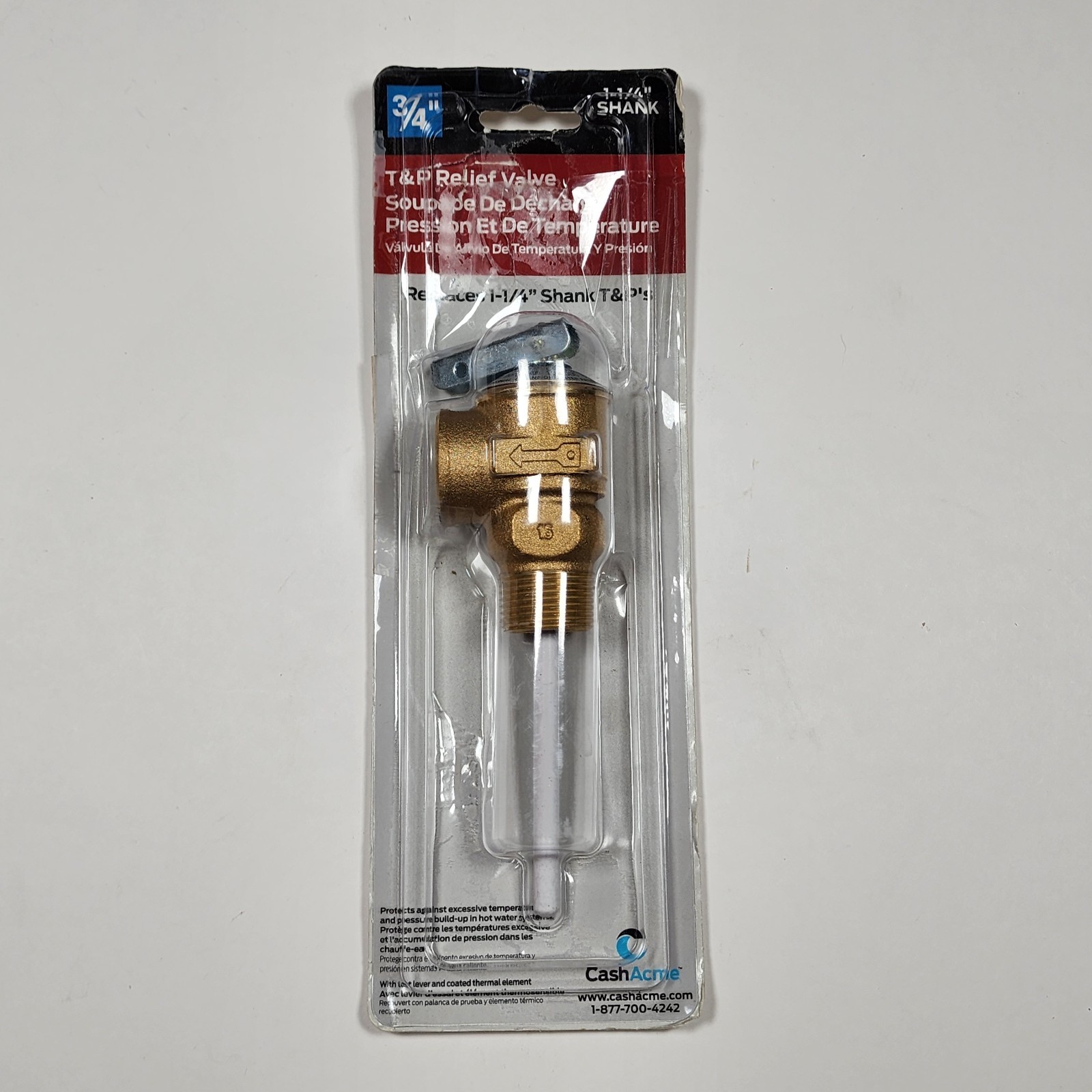 Cash Acme 23576-0150 3/4″ NCLX Temp & Pressure Relief Valve w/ 1-1/4″ Shank