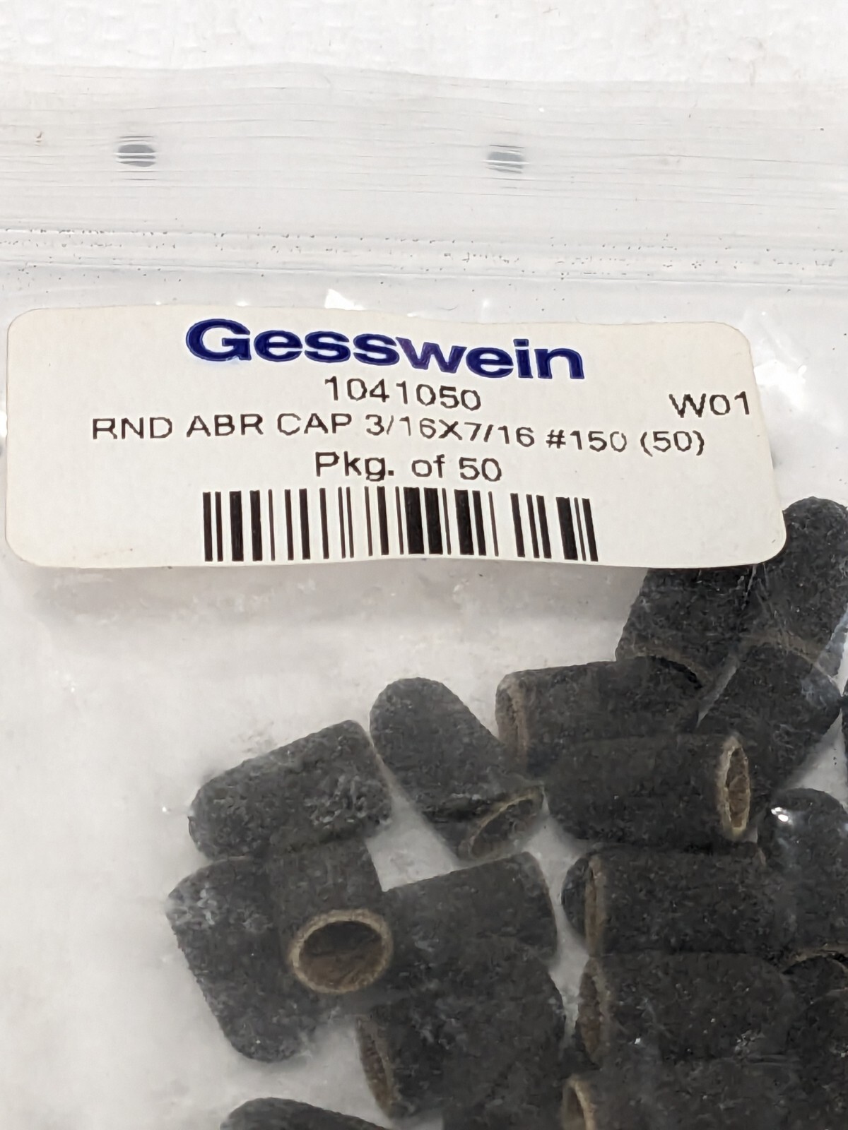 Gesswein Abrasive Caps – Round Top 3/16″ x 7/16″, 150 Grit Qty 100 1041050