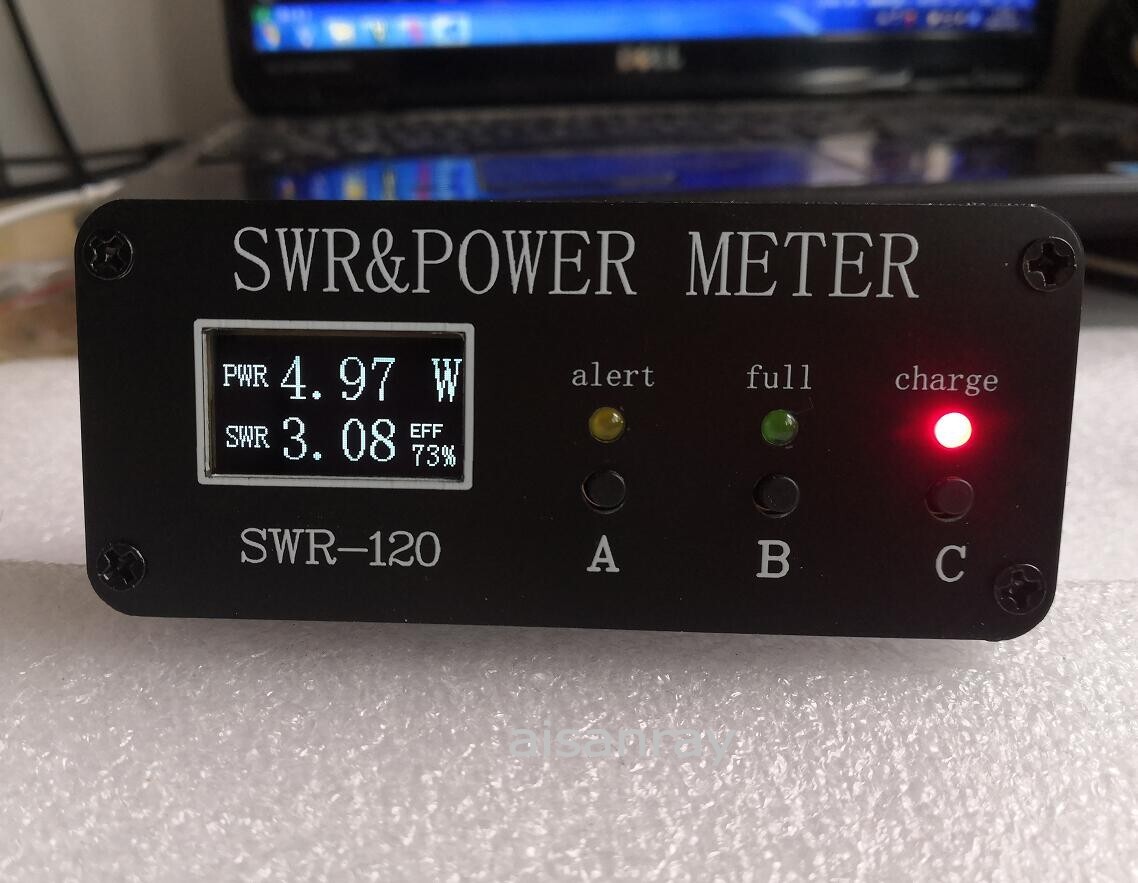 1.8M-50MHz 0.5W-120W SWR HF Short Wave SWR and Power Watt Meter + OLED + Battery