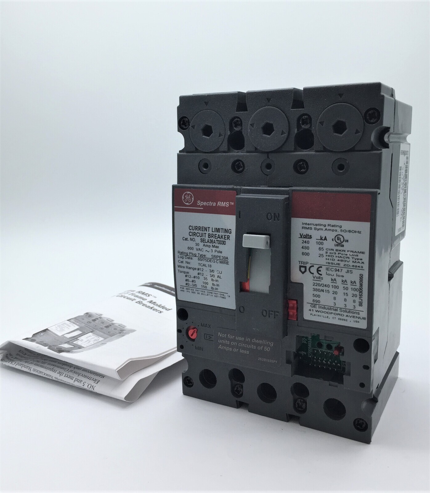 GE SELA36AT0030 Circuit Breaker 30A 3P 600VAC Spectra RMS Series