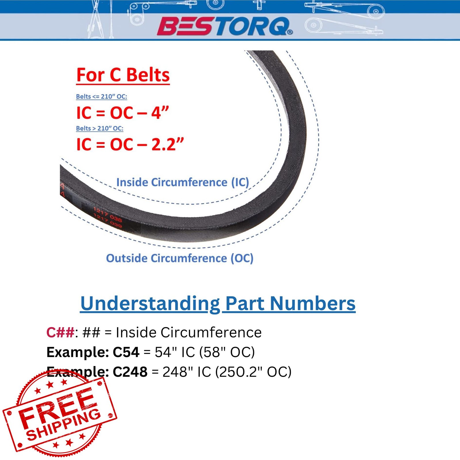 BESTORQ C108 V-Belt, Pack of 3
