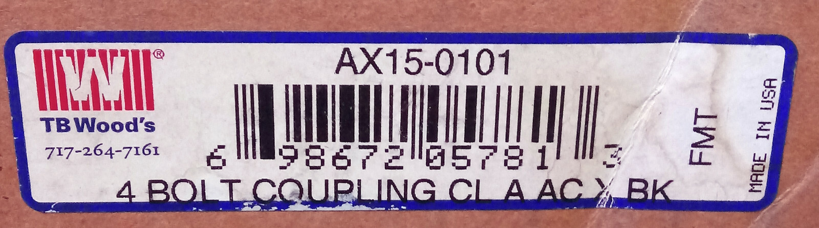1 NEW TB WOOD’S AX15-0101 4-BOLT COUPLING NIB ***MAKE OFFER***