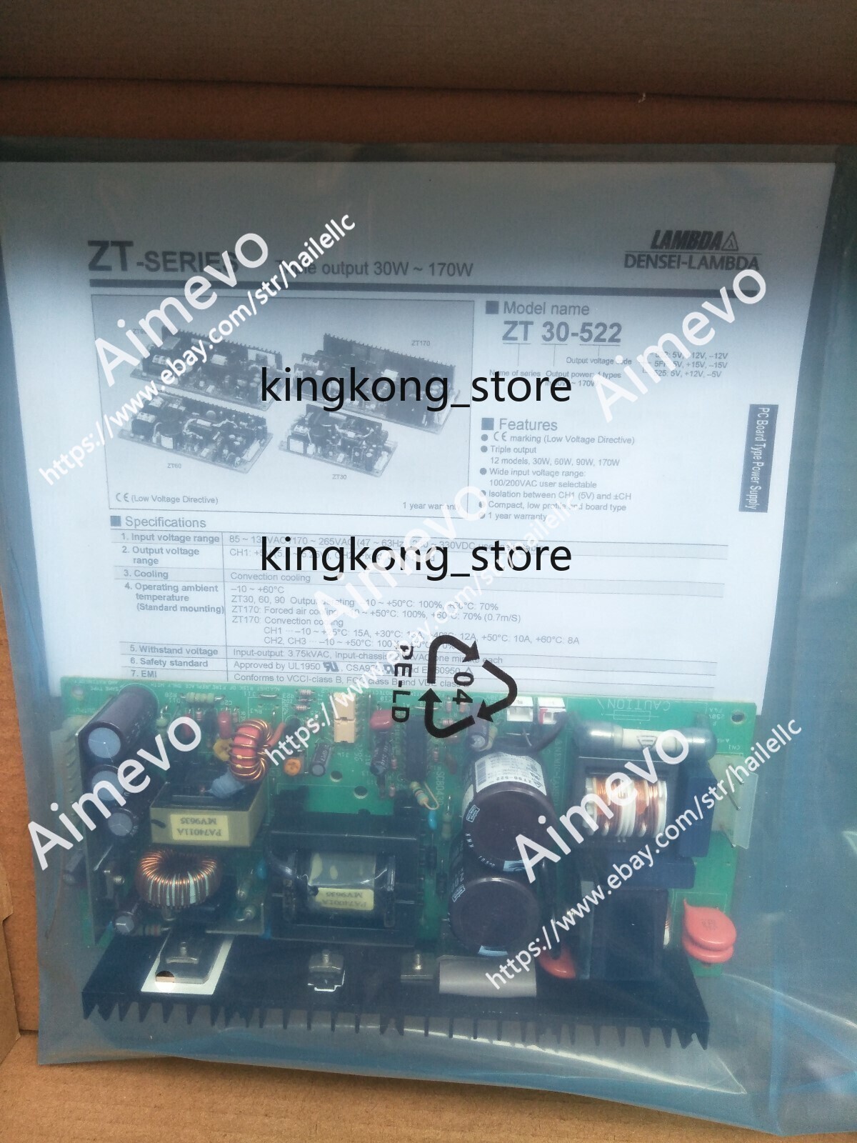 ZT90-522 ZT-SERIES LAMBDA DENSEI-LAMBDA TDK AC-DC Power Supplies Open Frame Type