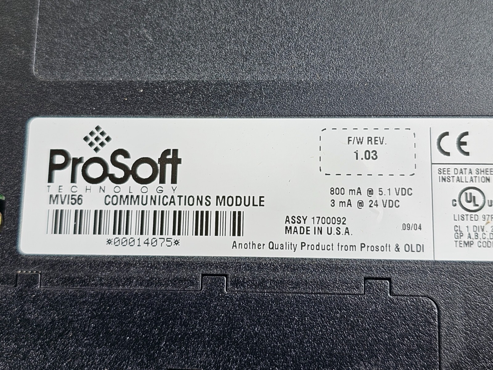 Allen Bradley ProSoft MVI56 ControlLogix Modbus Comms Module MVI56MCM NEW