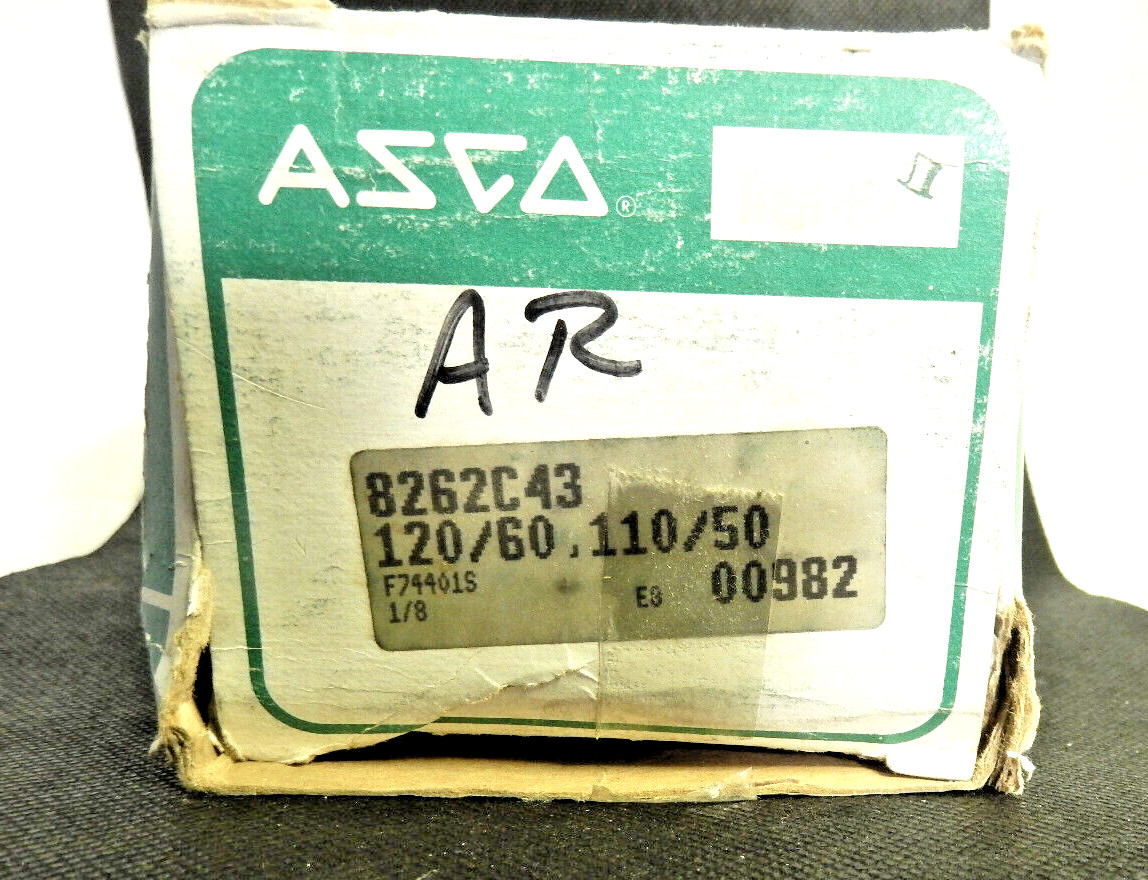 { NOS ASCO 8262C43 SOLENOID VALVE 120V COIL 6W 1/8”