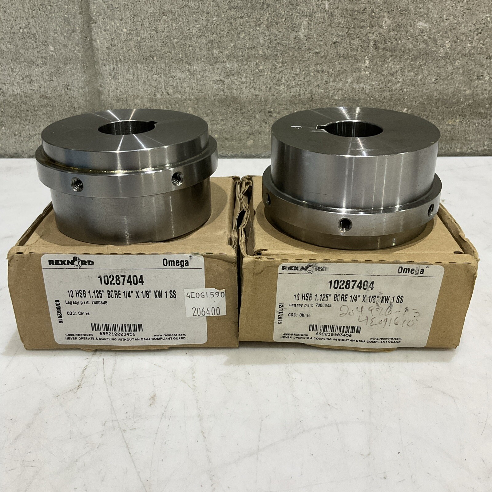 REXNORD 10287494 7300345 10HSB HUB 1.125” BORE 1/4” X 1/8” KW 1SS LOT OF 2 G7T