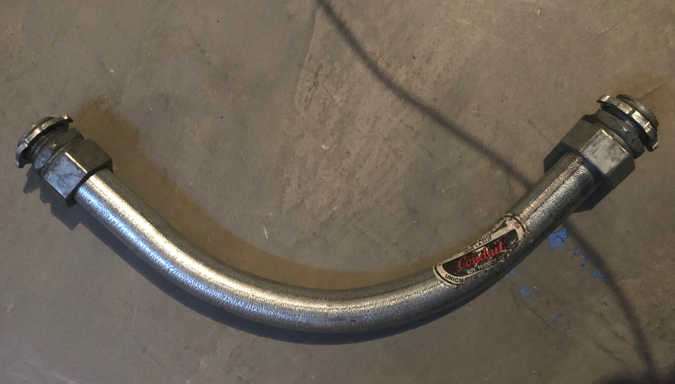 Vtg 12” UL ELECTRICAL METALLIC TUBING LA-3117 Conduit Pipe w Conduit Connector