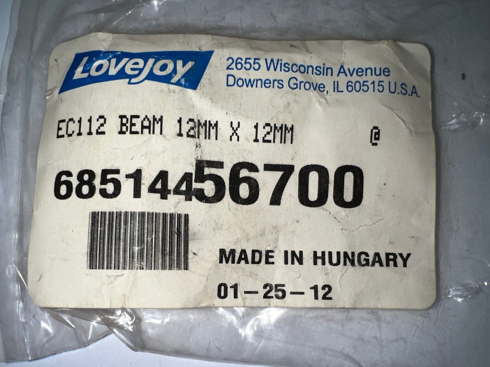 LOVEJOY BEAM COUPLING 68514456700 ALUMINUM 12MM BORE RANGE 28MM OD