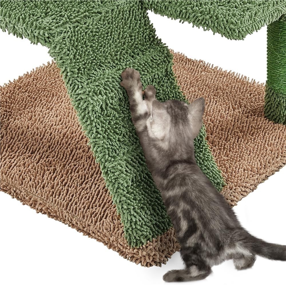 Cactus Tree Condo with Perch and Platform for Cats, Kittens 54.5″ H Green/Brown