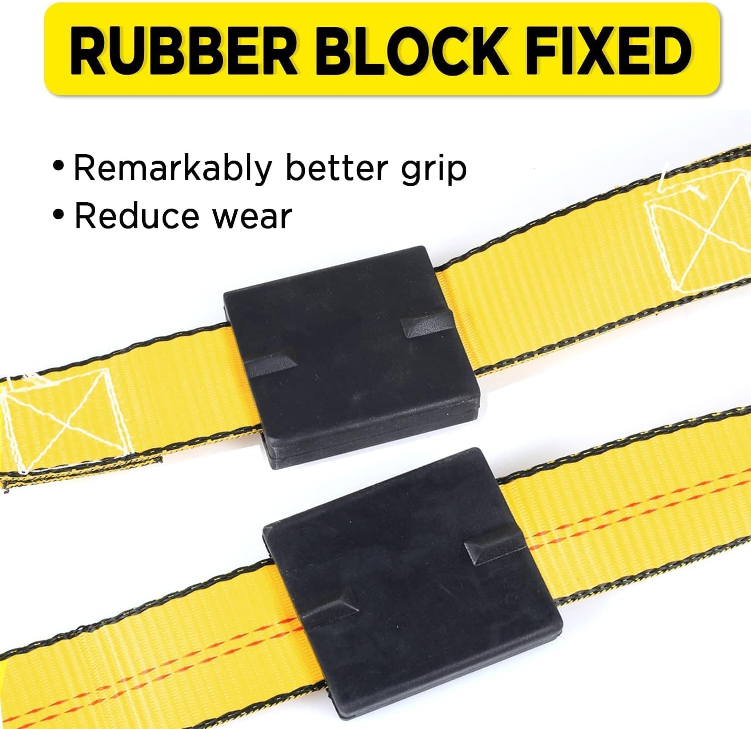 2″ x 10ft Vehicle Tie Down Kit 10000lbs with Ratchet Straps & Rubber Blocks