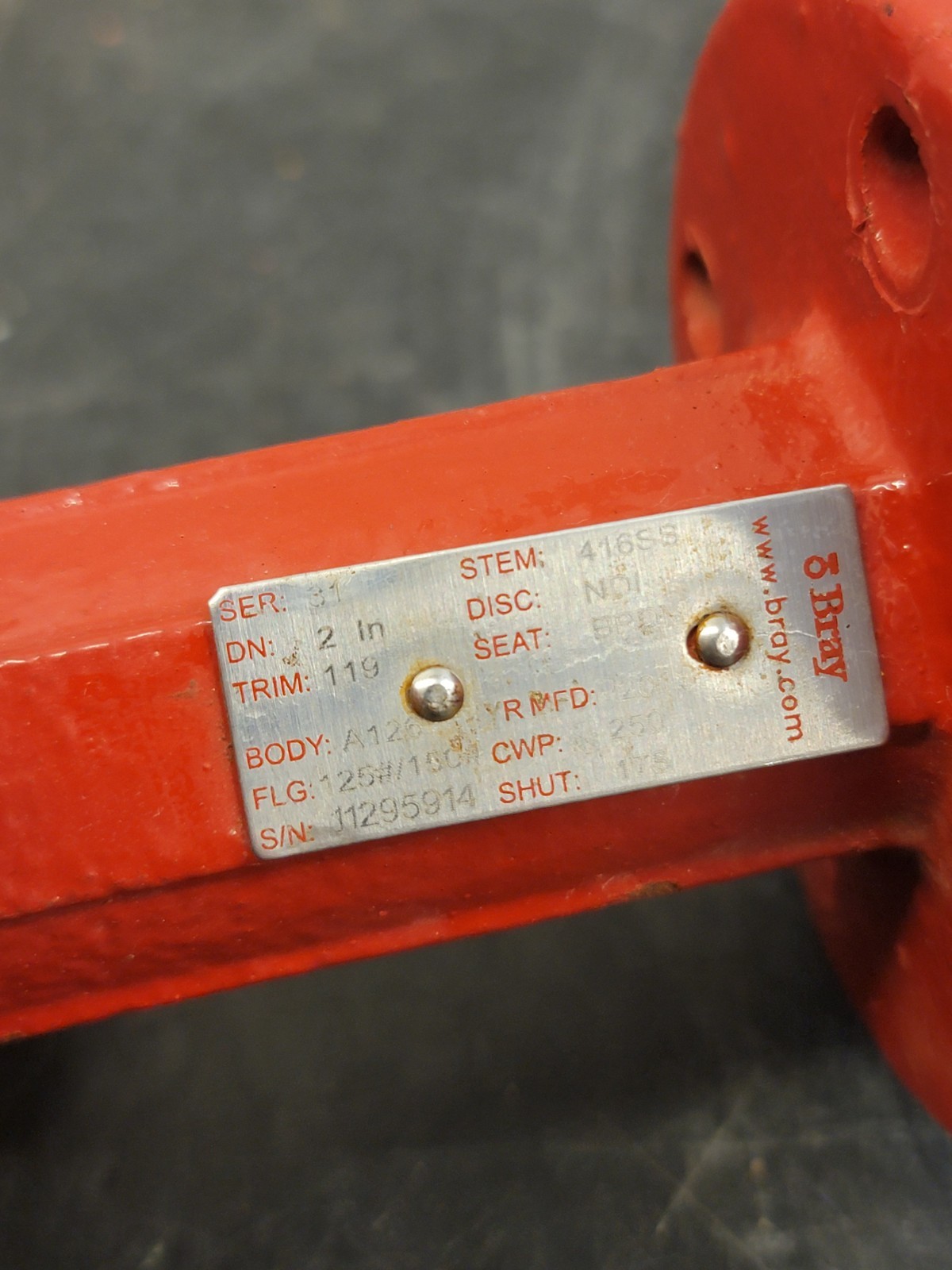 BRAY 2″ BUTTERFLY VALVE SERIES 31 Used C