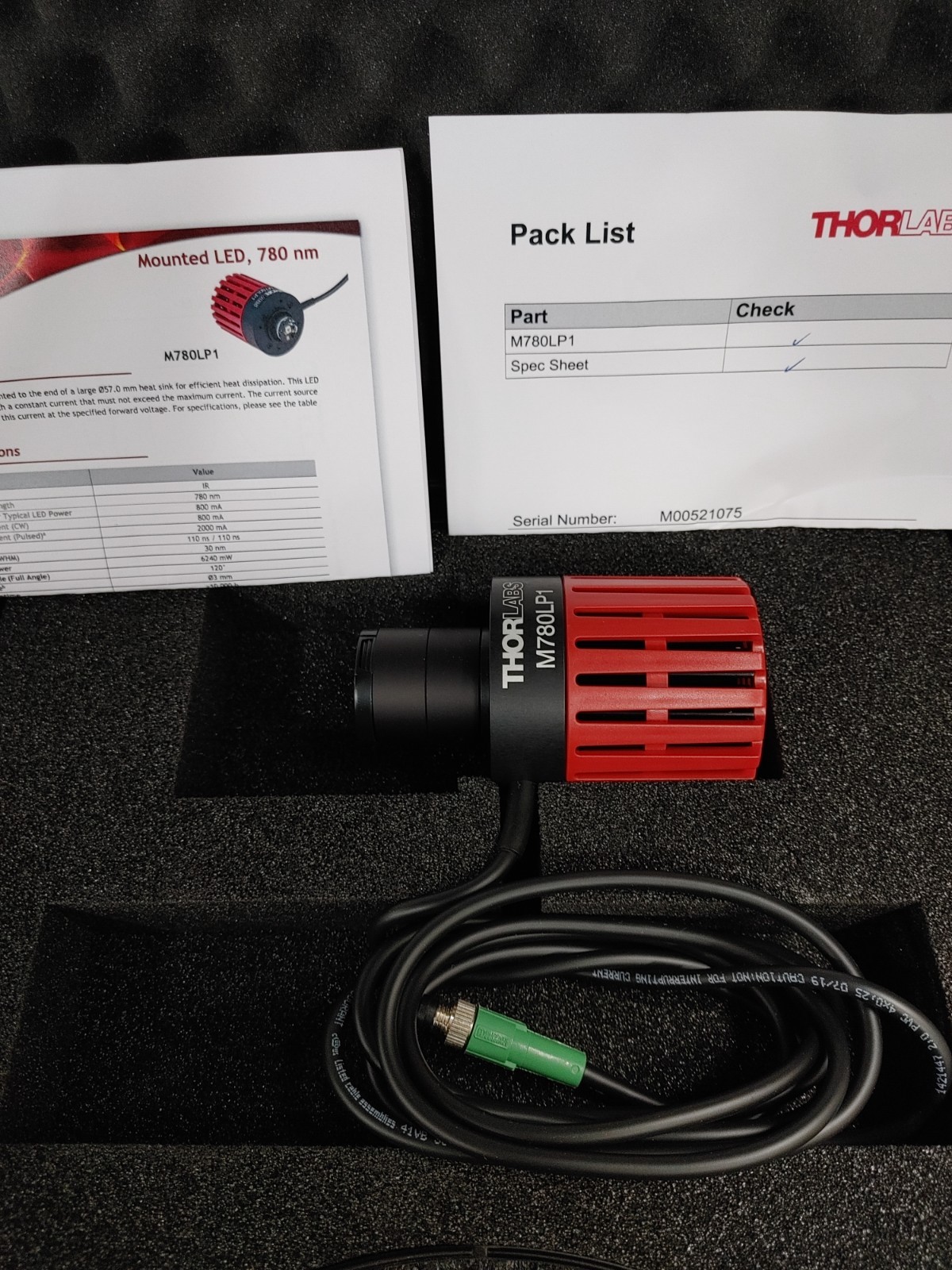THORLABS M780LP1 780 nm 800 mW 800 mA Mounted LED with Lens Tube