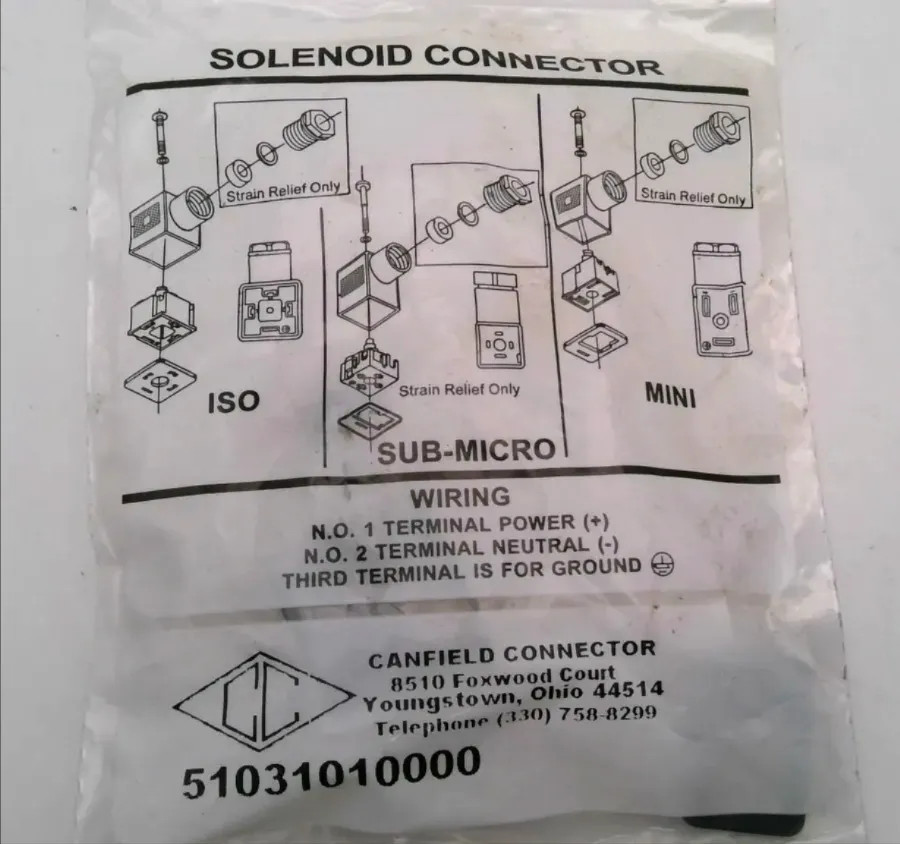 CANFIELD CONNECTOR 51031010000 SOLENOID CONNECTOR