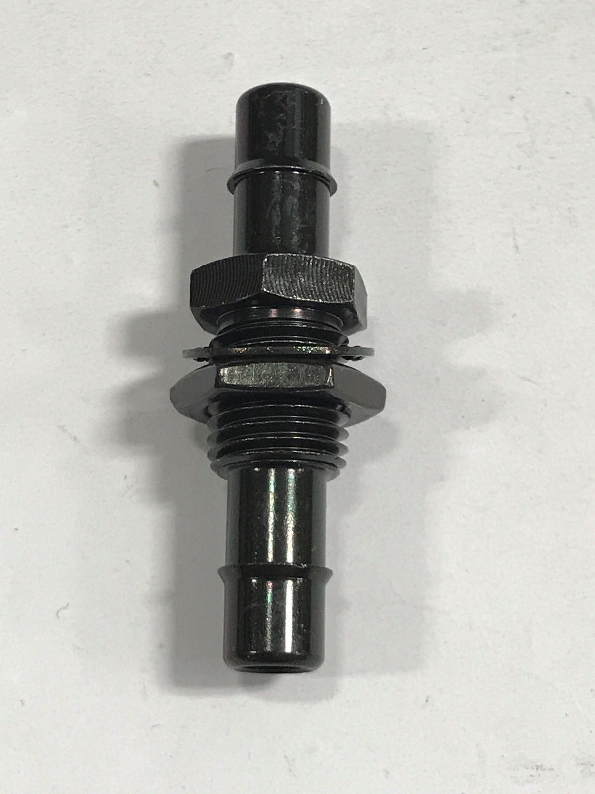 Black chromate brass bulkhead fitting 3/8-24 UNF thread to 1/4 ID tubing barb