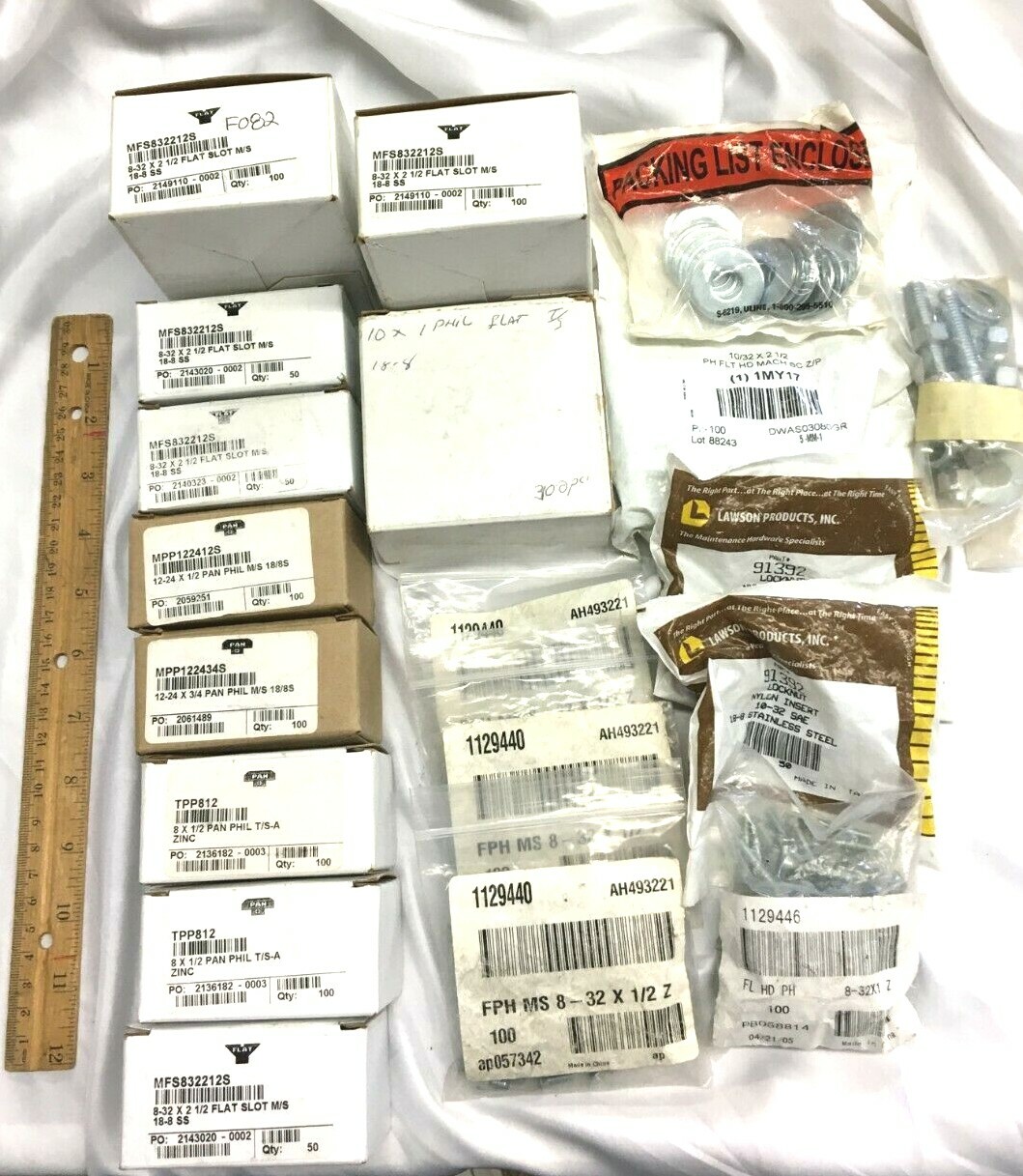 8×1/2,12-24×3/4,12-24×1/2, Pan Phil 8x32x2 1000 + 1/2 Flat Slot Lot of 1000 +/-