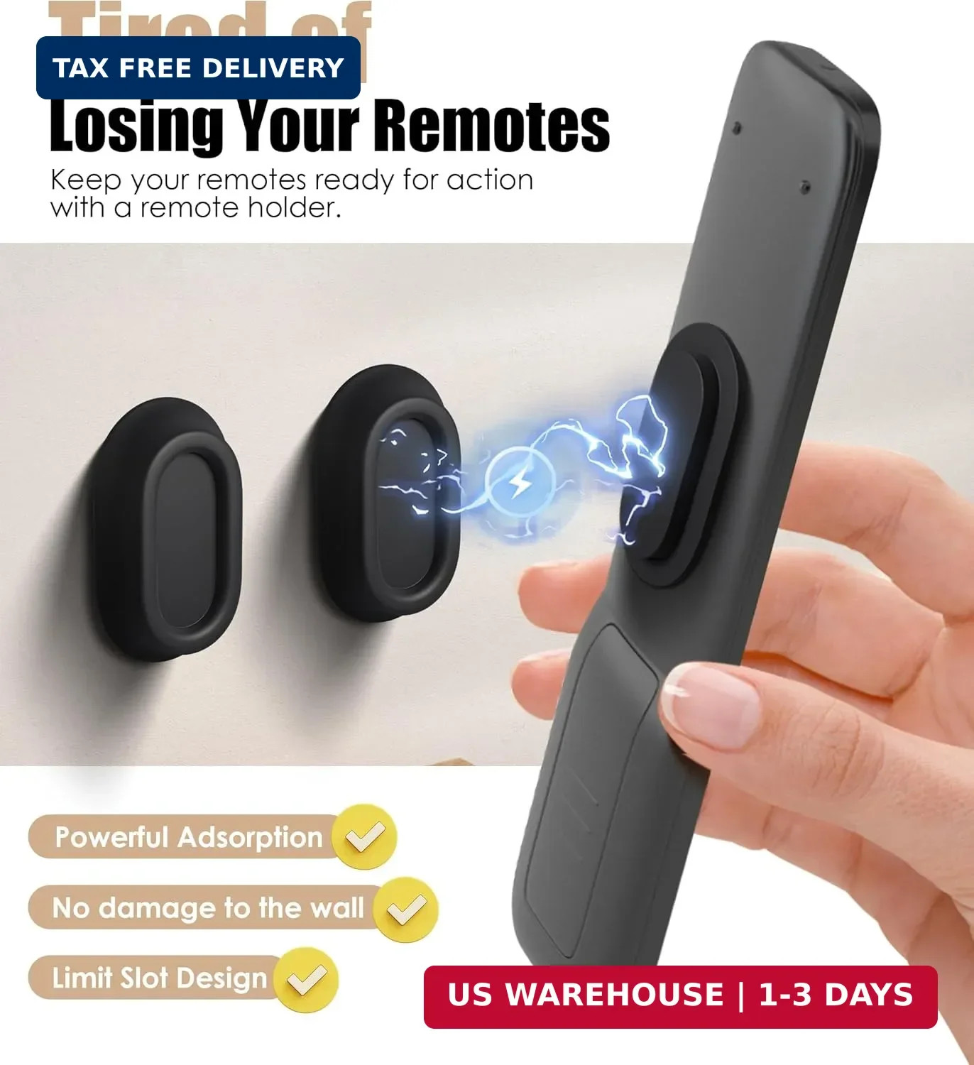 5 Pack Magnetic Remote Control Holder Wall Mount, Upgraded No Drill Self-Adhesiv