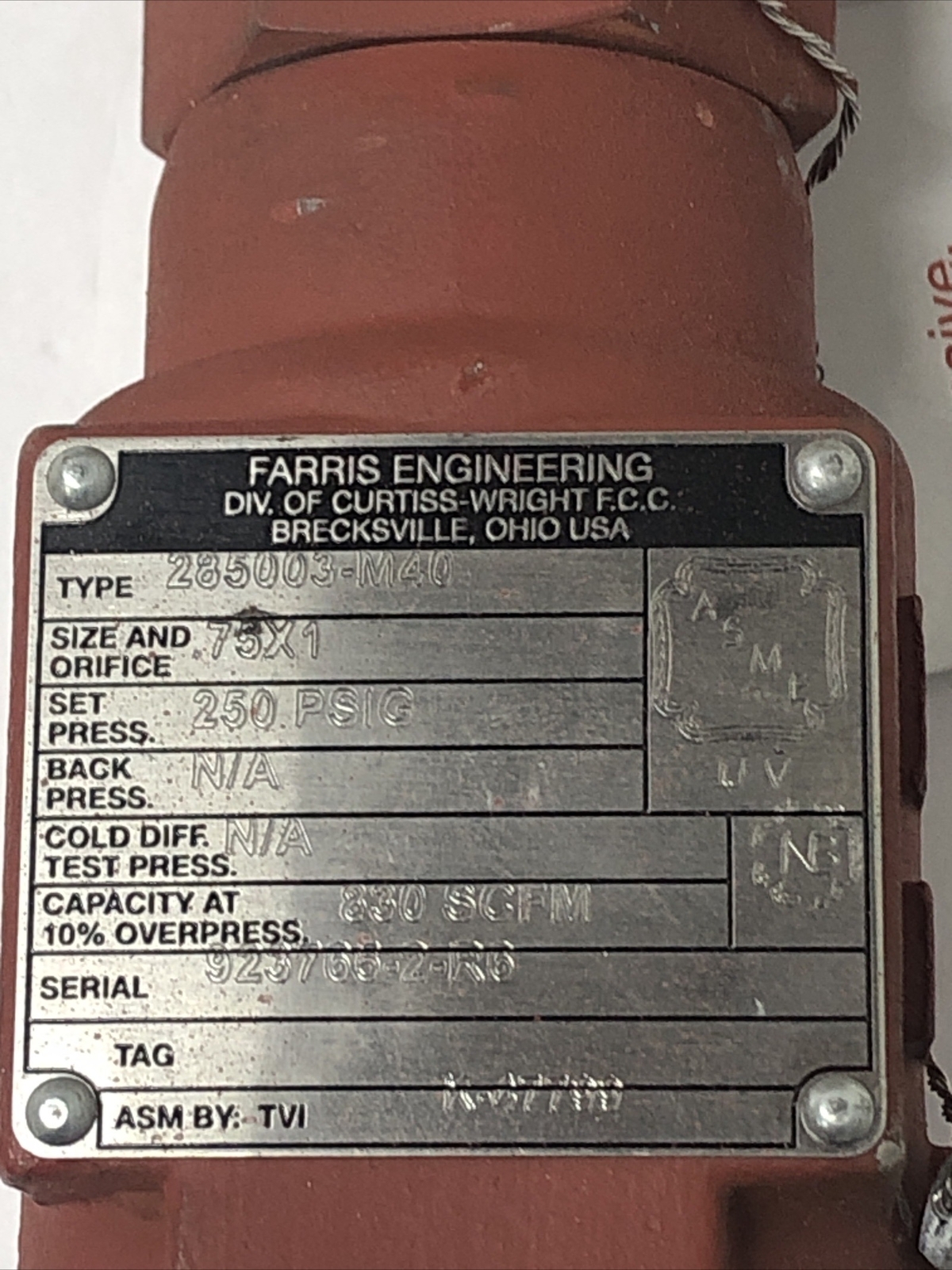 Farris Engineering 285003-M40 Relief Valve, 3/4″ x 1″