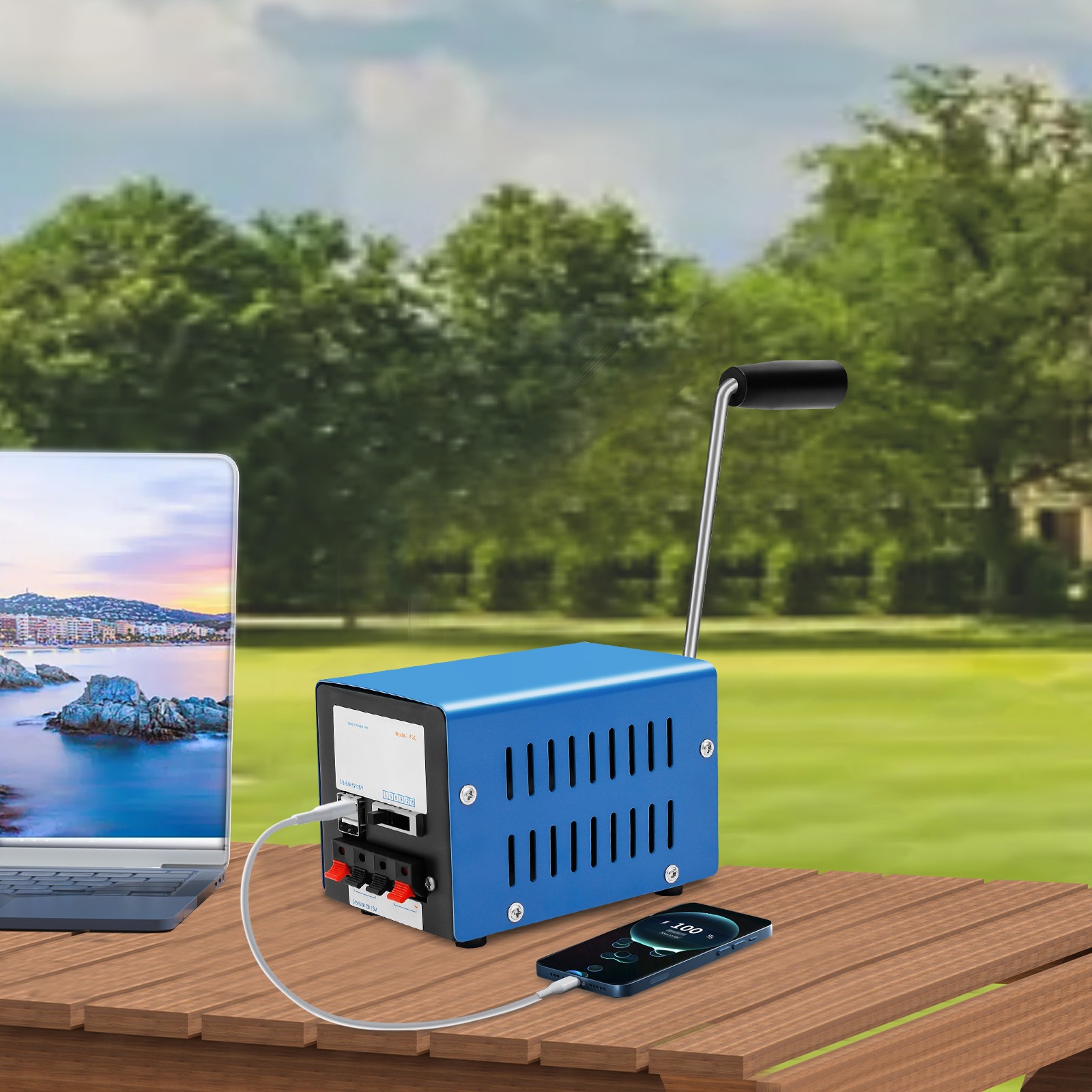 20W Portable Hand Crank USB Power Generator Charger Camping Power Supply Small