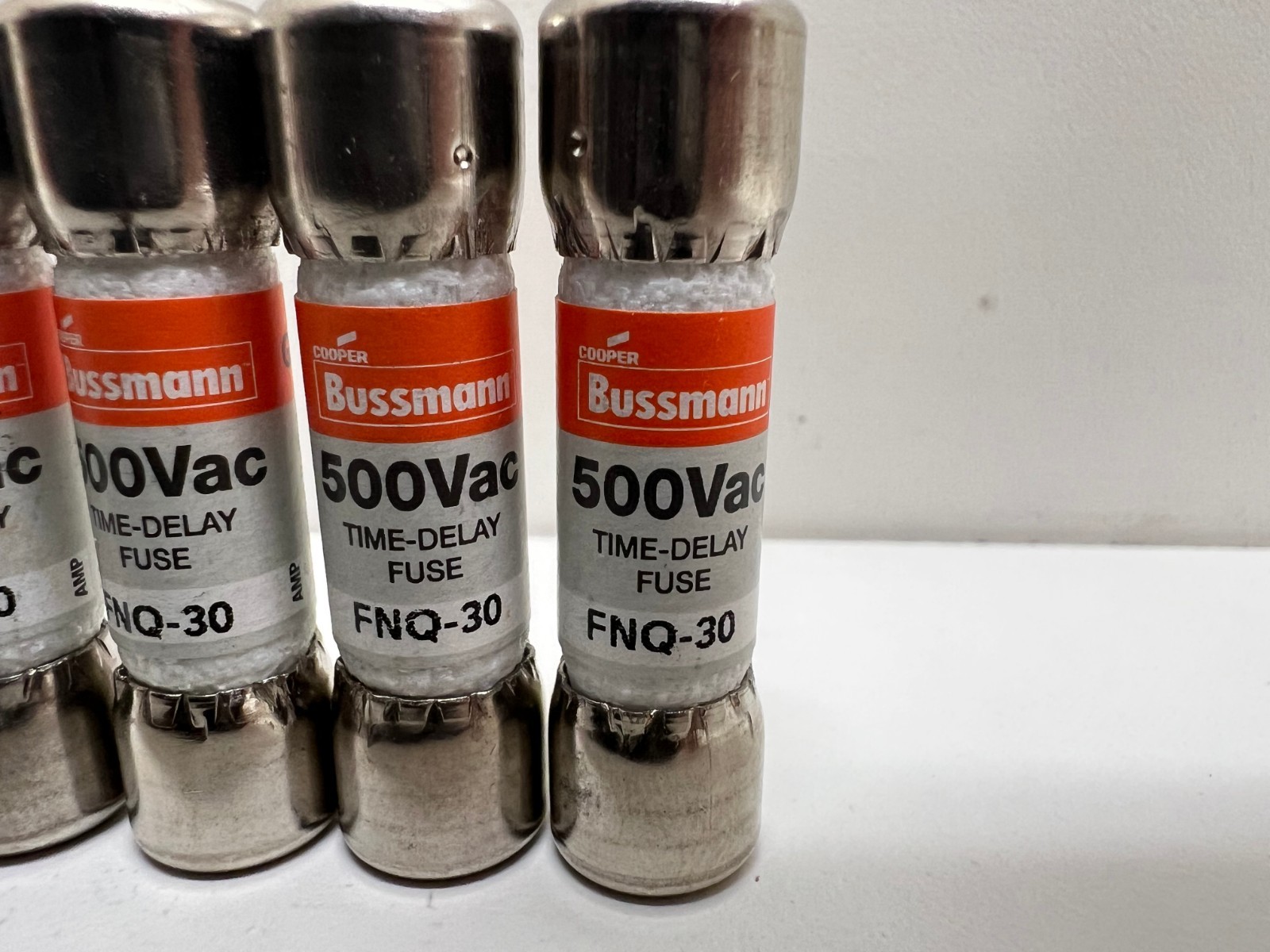 LOT OF (4) NEW OLD STOCK! COOPER BUSSMANN 30A TIME-DELAY FUSES FNQ-30