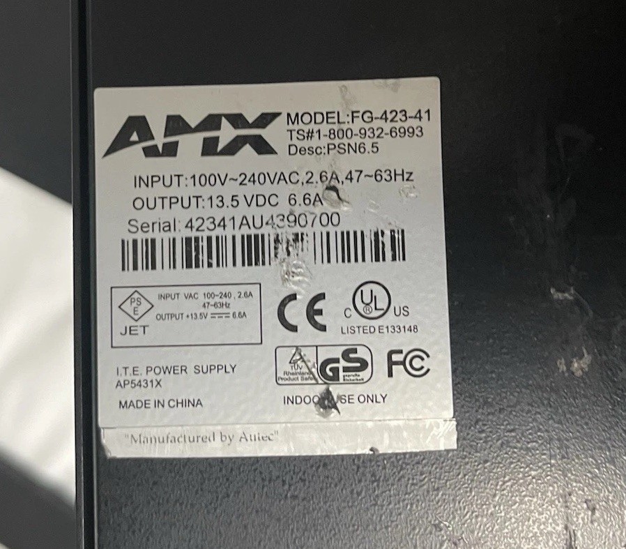 Lot of 3 AMX NXS-NMS NetModules, Plus Power Supply, FG-423-41 13.5Dc, 6.6A