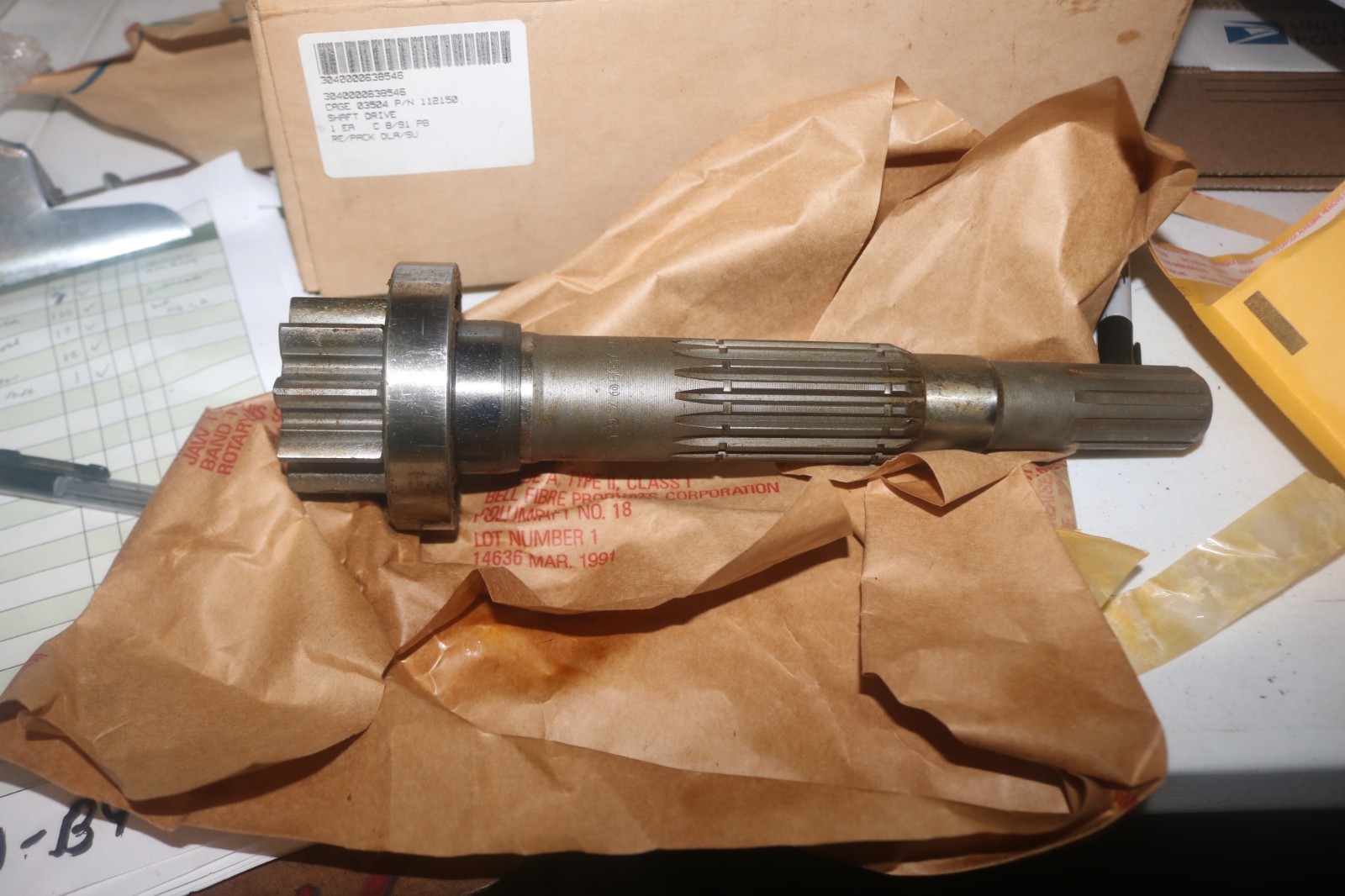 NOS Clark PN 112150 final drive shaft front axle 3040-00-063-8546