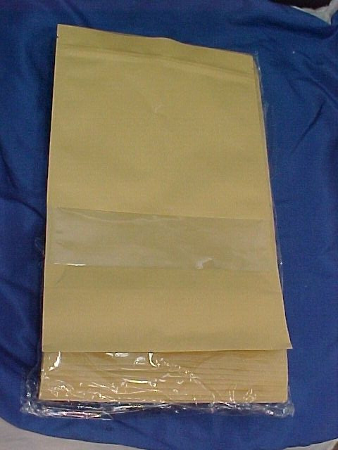 lot of 100 KRAFT clear WINDOW BAGS POUCHES RESEALABLE stand up 7.9″ x 11.8″